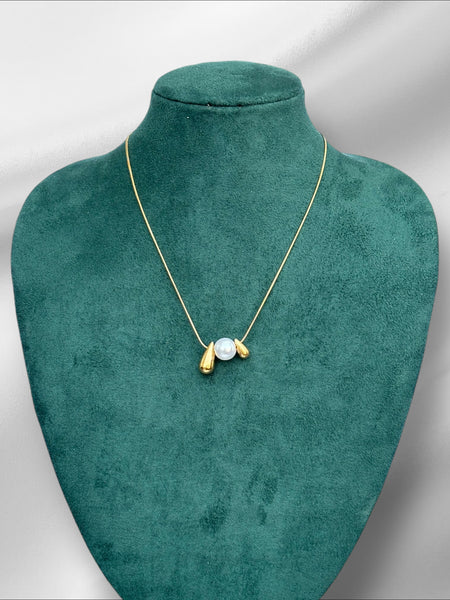 Geometric Pearl Charms Necklace - Gold