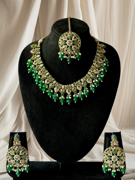 Bridal Pakistani Necklace with Earrings and Maangtika
