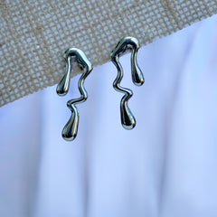 Abstract Anti Tarnish Earrings - Silver