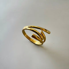 Abstract Design Adjustable Ring - Gold