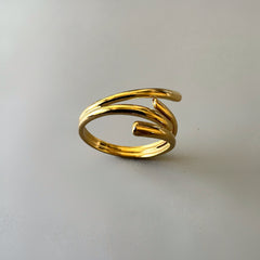 Abstract Design Adjustable Ring - Gold