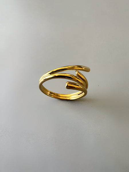 Abstract Design Adjustable Ring - Gold