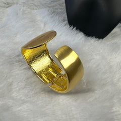 Abstract Open Anti Tarnish Brass Bangle Bracelet - Gold