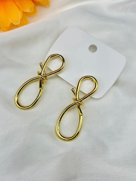 Anti-tarnish Knot Dangler Earrings - Gold