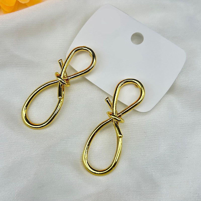 Anti-tarnish Knot Dangler Earrings - Gold