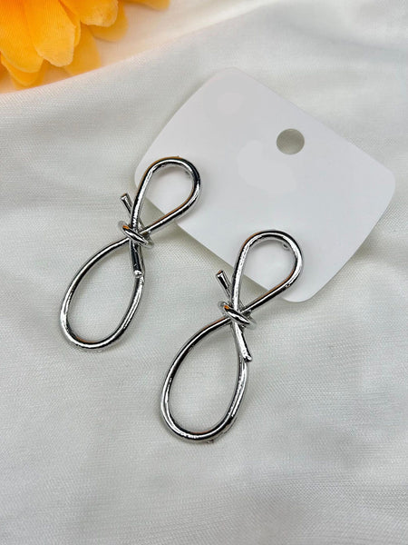 Anti-tarnish Knot Dangler Earrings - Silver