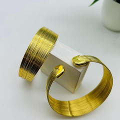 Anti Tarnish Bangle Style Cuff Bracelet - Gold