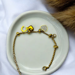 Anti Tarnish Box Chain Charms Bracelet