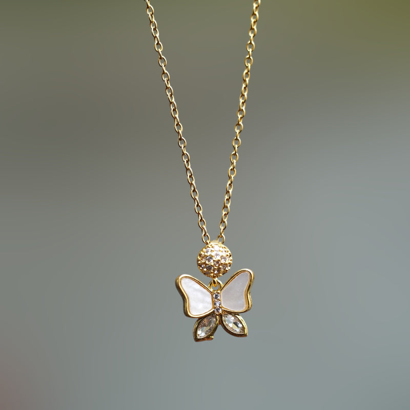 Anti Tarnish Butterfly Pendant Necklace