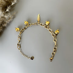 Anti Tarnish Charms Link Bracelet - Gold