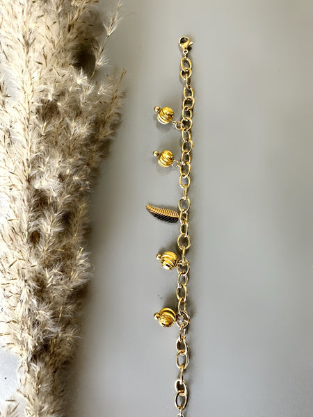 Anti Tarnish Charms Link Bracelet - Gold