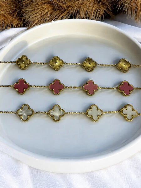 Anti Tarnish Clover Chain Bracelet