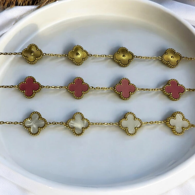 Anti Tarnish Clover Chain Bracelet