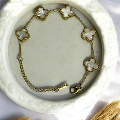 Anti Tarnish Clover Chain Bracelet
