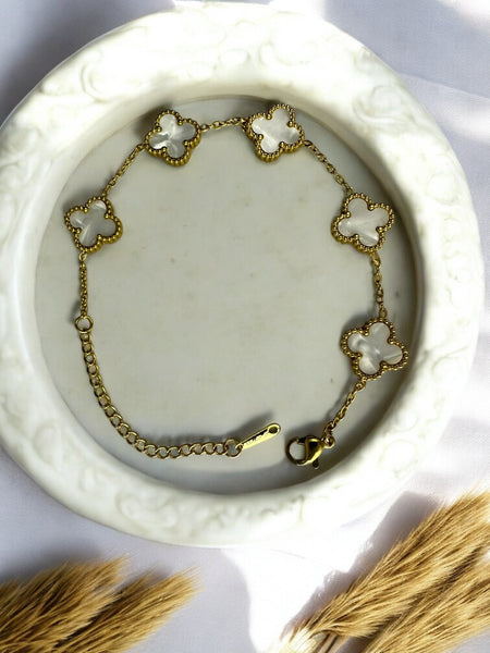 Anti Tarnish Clover Chain Bracelet