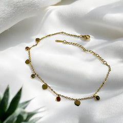 Anti Tarnish Dainty heart charm anklet - Gold