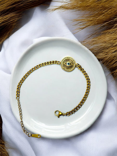 Anti Tarnish Evil Eye Chain Bracelet