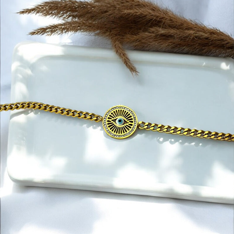 Anti Tarnish Evil Eye Chain Bracelet
