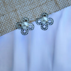 Anti Tarnish Floral Earrings - Silver