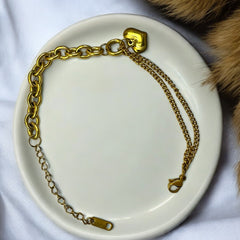 Anti Tarnish Heart Charm Chain Bracelet