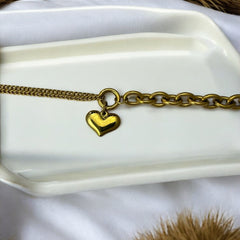 Anti Tarnish Heart Charm Chain Bracelet