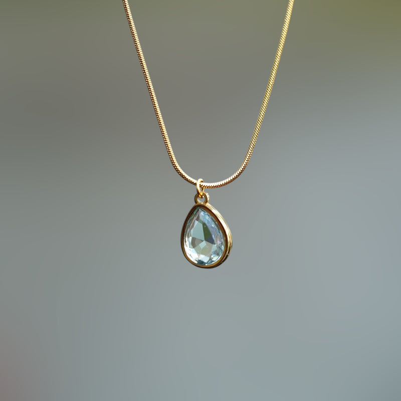 Anti Tarnish Necklace with Stone Pendant