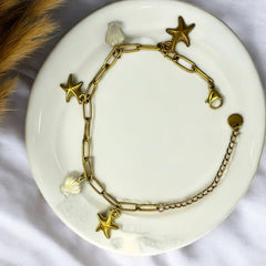 Anti Tarnish Star and shell charm Bracelet