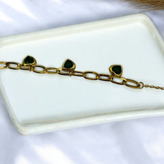 Anti Tarnish chain bracelet with heart Charms