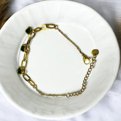 Anti Tarnish chain bracelet with heart Charms