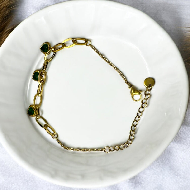 Anti Tarnish chain bracelet with heart Charms
