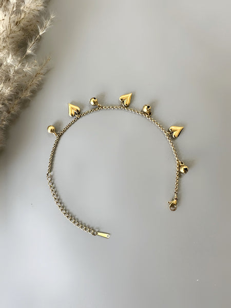 Anti Tarnish heart Charms Link Bracelet