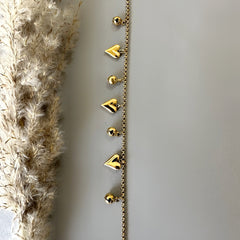 Anti Tarnish heart Charms Link Bracelet