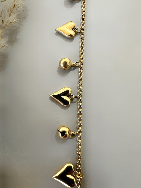 Anti Tarnish heart Charms Link Bracelet