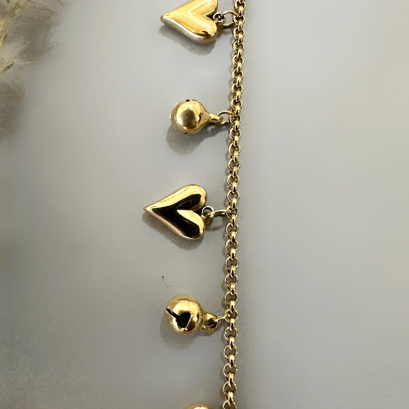 Anti Tarnish heart Charms Link Bracelet