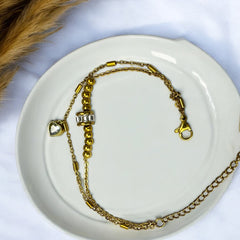 Anti Tarnish layered chain bracelet with Charms