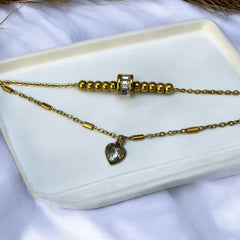 Anti Tarnish layered chain bracelet with Charms