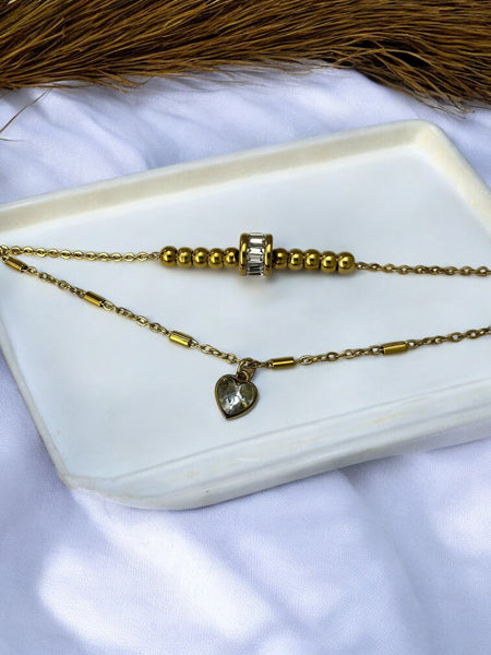 Anti Tarnish layered chain bracelet with Charms