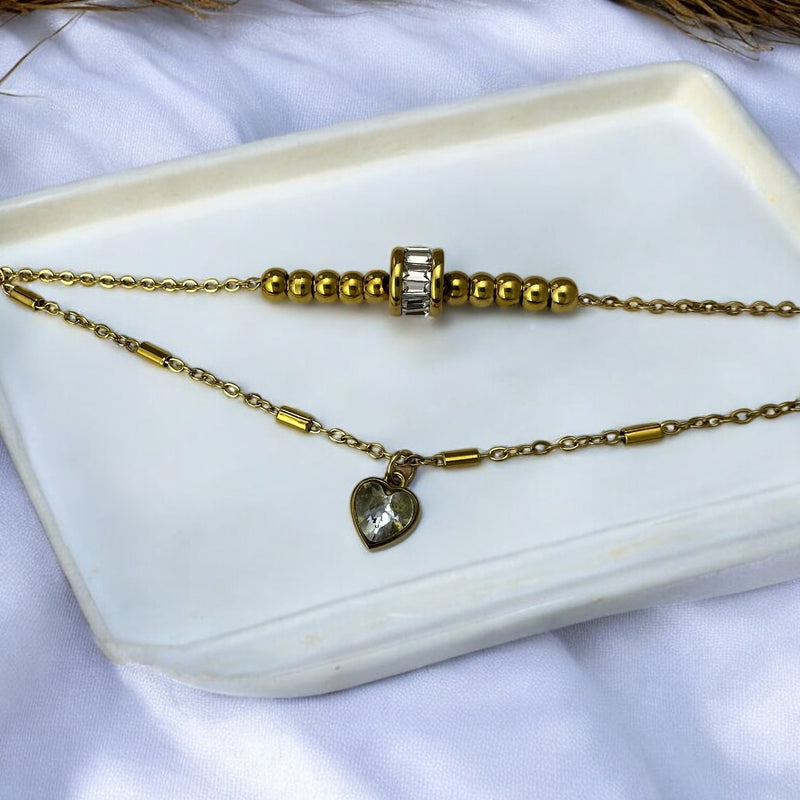 Anti Tarnish layered chain bracelet with Charms