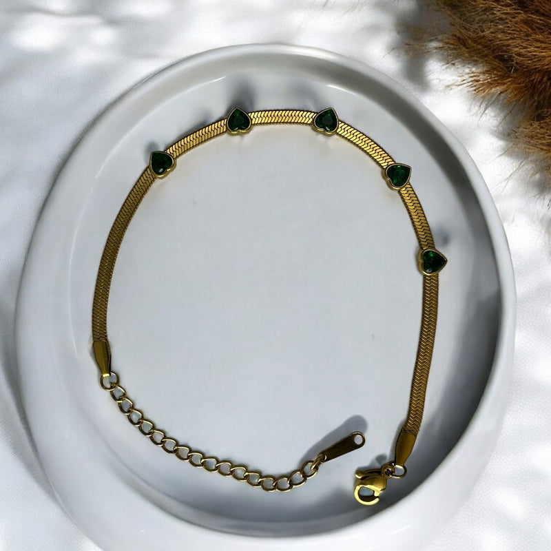 Anti Tarnish snake chain bracelet with Stones