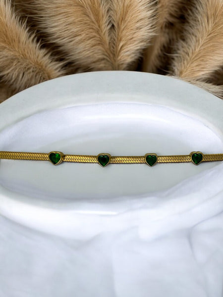 Anti Tarnish snake chain bracelet with Stones
