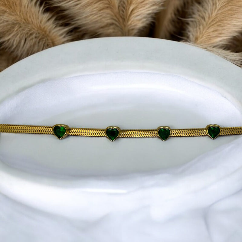 Anti Tarnish snake chain bracelet with Stones