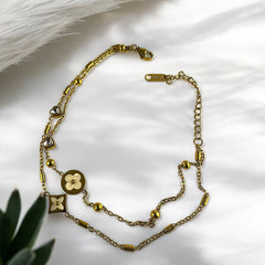 Anti tarnish layered clover anklet