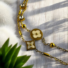 Anti tarnish layered clover anklet
