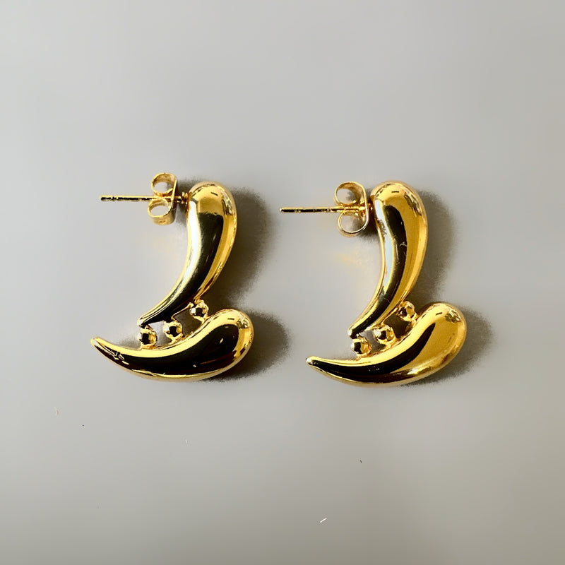 Asymmetric Anti Tarnish Earrings - Gold