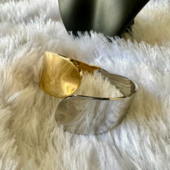 Geometric Cuff Style Dual Tone Anti Tarnish Bracelet