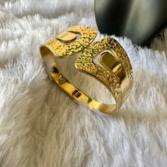 Chunky Embossed Detailing Cuff Bracelet - Gold