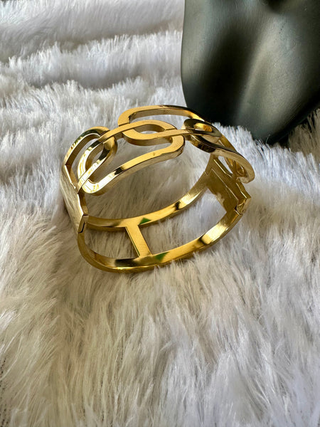 Chunky Statement Geometric Bracelet - Gold