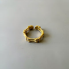 Bamboo Anti-Tarnish Adjustable Ring - Gold