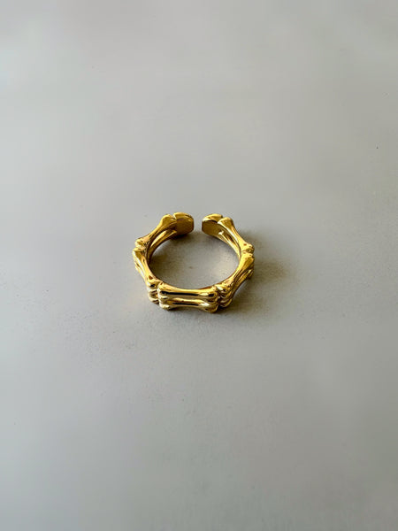 Bamboo Anti-Tarnish Adjustable Ring - Gold