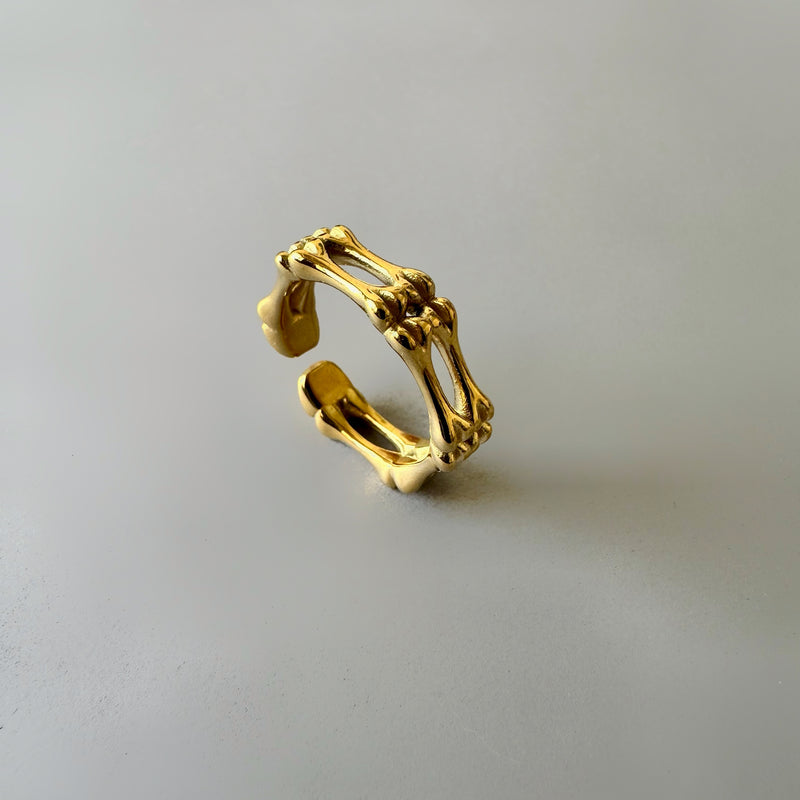 Bamboo Anti-Tarnish Adjustable Ring - Gold